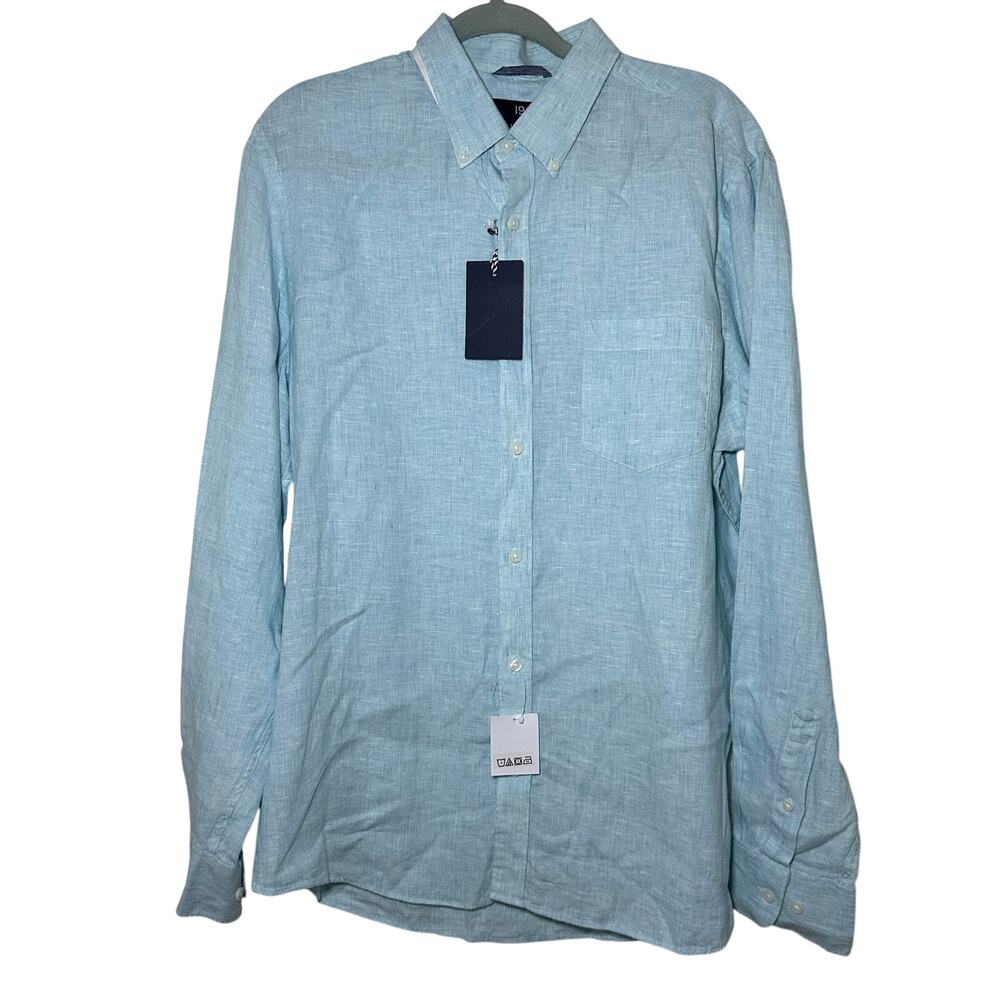 Nordstrom 1901 NWT Linen Light Blue Men's Button-down Trim Fit
